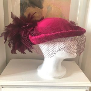 vintage feathered veiled hat